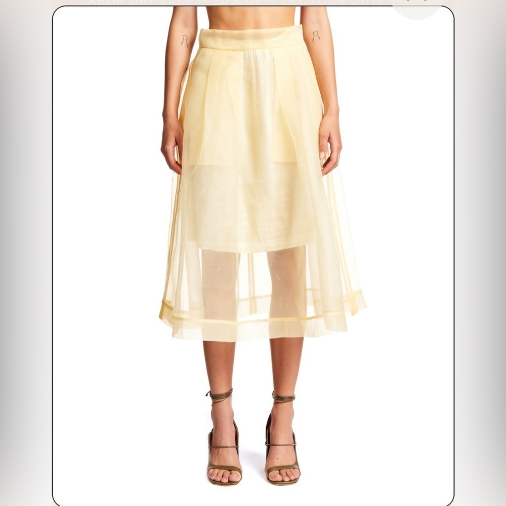 BAUM UND PFERDGARTEN BUTTER YELLOW sheer midi a line  SKIRT| size 10